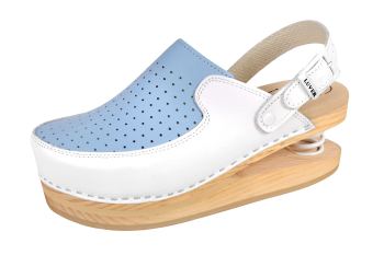 Zdravotní obuv Primavera Luver bílo-modrá s plnou špičkou a překlopným páskem