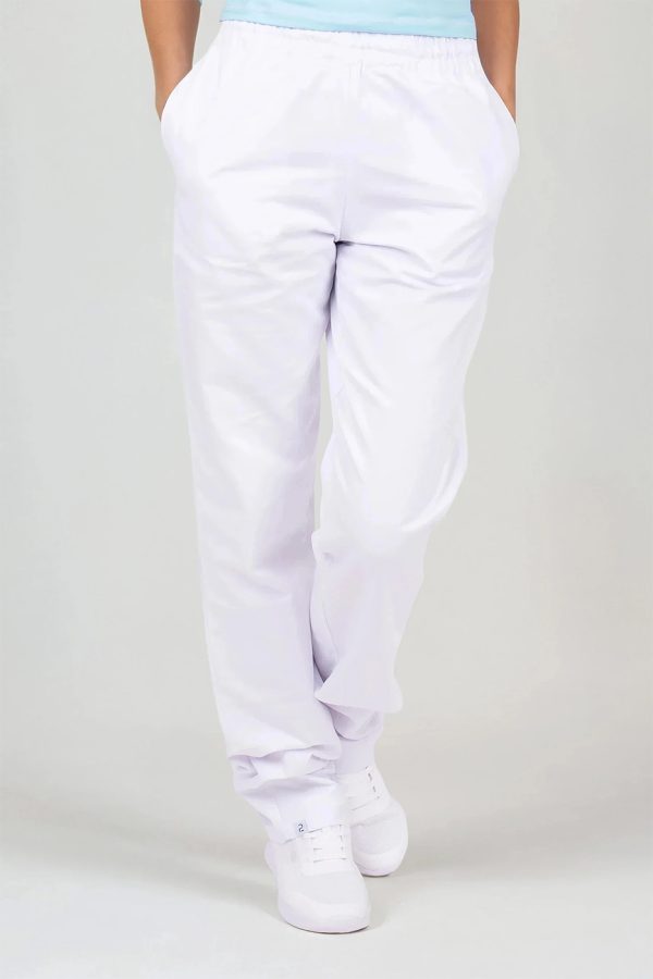 bílé zdravotnické kalhoty na gumu