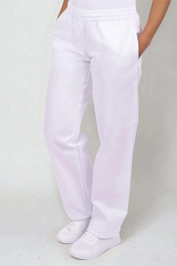 bílé zdravotnické kalhoty na gumu