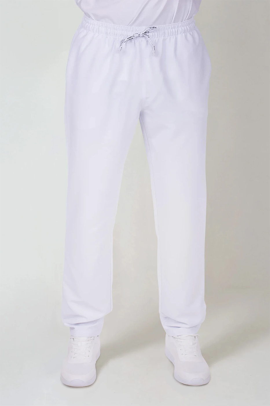 bílé zdravotnické kalhoty na gumu