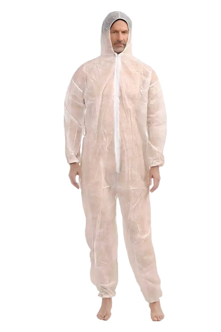 jednorázové kombinézy s kapucí