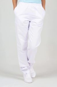 bílé zdravotnické kalhoty na gumu